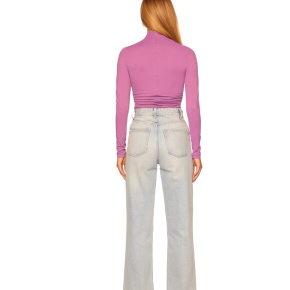 NEW SZ MEDIUM M susana monaco crisscross mock long sleeve top grape jam - Picture 2 of 3